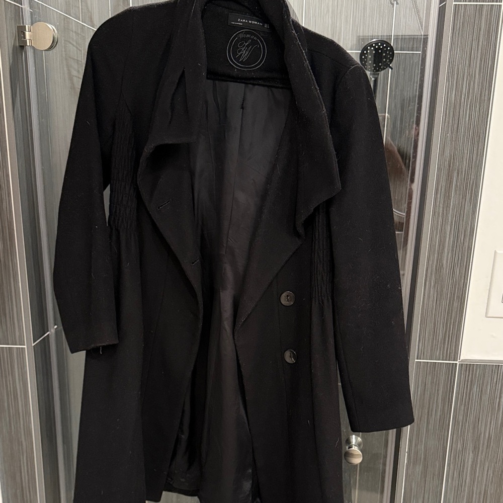 ZARA Black 100% Wool Women's Coat